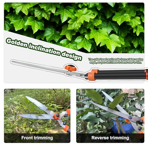 Garden Hedge Shears Manual Hedge Clippers for Trimming Borders Topiaries Boxwood and Decorative Grasses, 21 Inch Carbon Steel Bush Cutter by LKDING