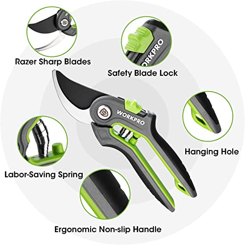 WORKPRO 2 Pack Clear Safety Glasses and WORKPRO Garden Pruning Shears 2 Pack