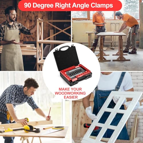 4P 5.5" 90° Corner Clamps for Woodworking, Right Angle Clamps 4 pack Woodworking corner clamp with Case
