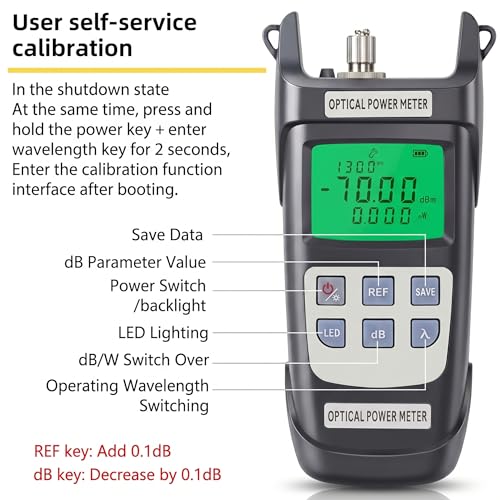 Fiber Optic Tool Kit, FTTH Kits, Optical Power Meter with 50KM Visual Fault Locator and FC Male to LC Female Hybrid Converter Adapter, VFL Tester Kits