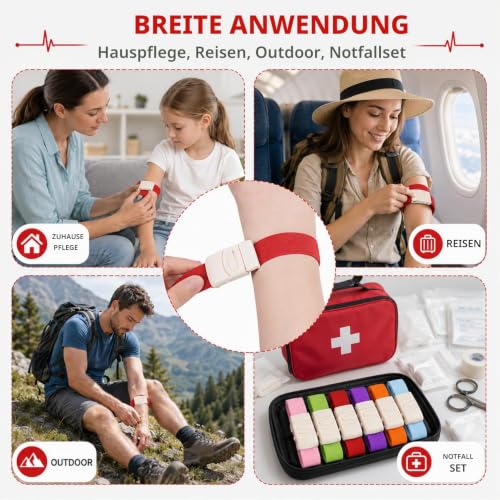 Pack of 6 Storage Tubes, Blood Drawing, Highly Flexible Tourniquet with Quick Closure, Vein Preservation, Storage Hose, Blood Collection Set, Used for Blood Collection and Wound Cares, Camping, Hiking