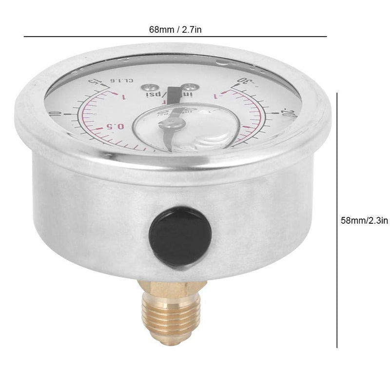 Dual Scale Pressure Gauge 1/4 BSP Back Mount Pressure Gauge Radial Oil Filled Vacuum Pressure Gauge
