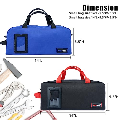 MELOTOUGH 16 Inch Tool Bag Canvas Tool Tote Bags with Zipper Heavy Duty Portable Tool Bag Organizer+14 Inch Tool Tote Bag with Zipper Utility Small Tool Storage Bags for Electrician,Technician