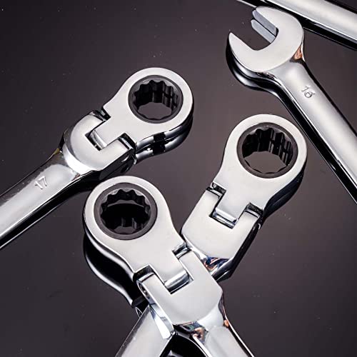 Qnkaa Flexible Ratchet Wrench Set 8pcs 9-17mm Spanner Gear Ring Metric 8pcs
