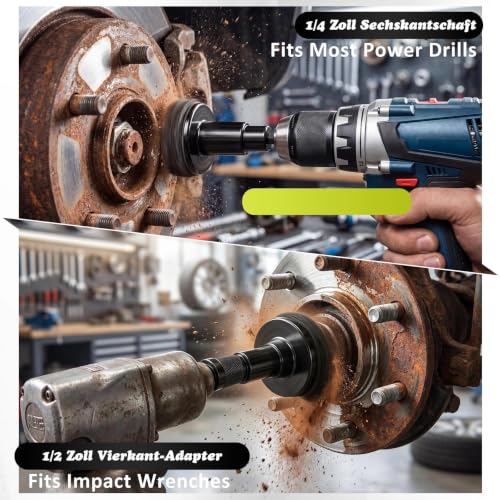 7 Piece Wheel Hub Grinder Set with 5 Sanding Discs, Wheel Bolt Cleaning Tool for Quick Rust Removal, Suitable for 1/2 Inch Impact Wrench and Cordless Screwdriver