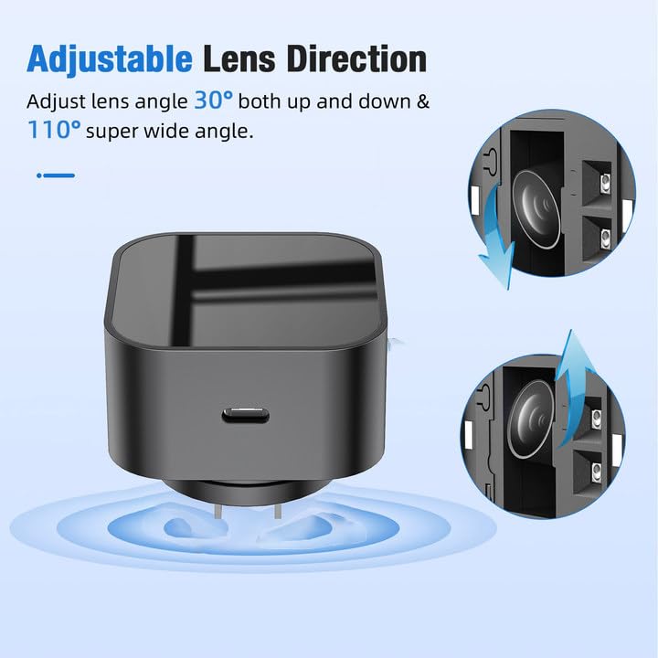 LIZVIE Hidden Camera Charger, 2.4G WiFi Phone Charger Camera Wide-Angle 170° /Motion Detection/SD Storage/Free App Remote View/1080P/Nanny Cam Hidden Cameras for Home Security Office, and Indoor.