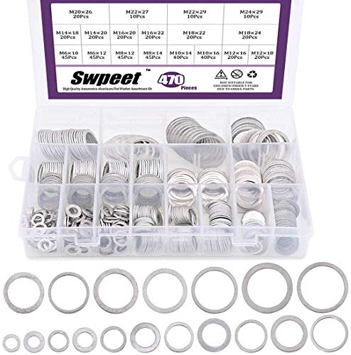 Swpeet 470Pcs Aluminum Flat Washer and Socket Cap Bolts
