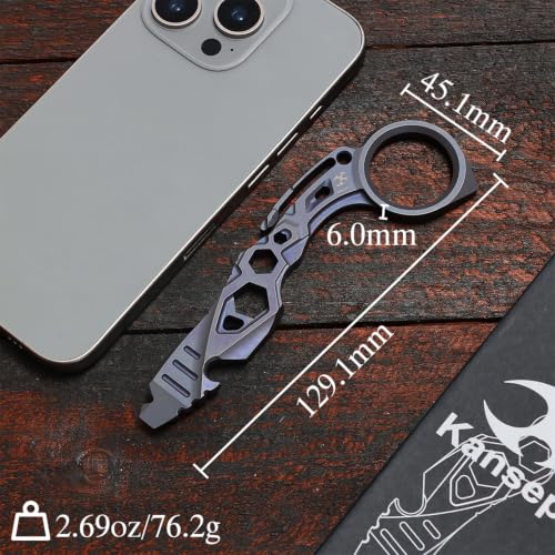 KANSEPT PryMate Purple Anodized Titanium Pry Bar Multitool with Glass Breaker, Bottle Opener, Hex Bit, Pocket Cilp for Your Versatile Companion for Everyday Carry and Camping Accessories G008A4