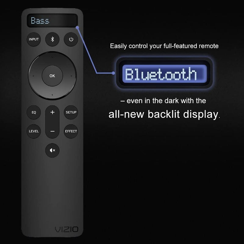 Vizio OEM Replacement Bluetooth Backlit Display Sound Bar Remote Controller for 2.1 5.1 Home Theater, Channel Soundbar System and M V P Series Home Audio System