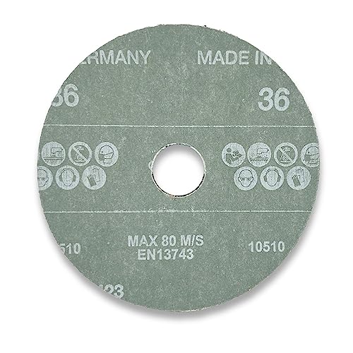 VSM 25-Pack - 4-1/2 inch 24 Grit (Coarse) - Zirconia Alumina Resin Fiber Discs, Tear-Resistant Fiber Backing, Hand-Held Machine Compatible, Durable Sanding Discs 4-1/2IN