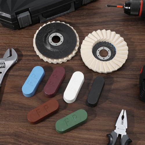 14 Pcs Wool Polishing Wheel Disc and Polishing Compounds Set