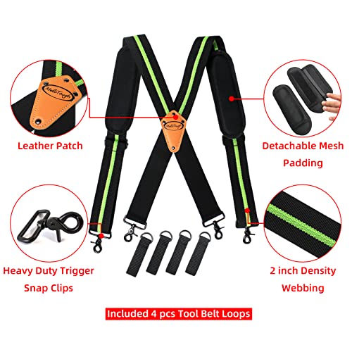 MELOTOUGH Tool Belt Suspenders Tool belt Harness for Heavy Duty Work belt with Movable shoulder Pads, Tape Measure Holder Measuring Tape Holder Drill Impact Tool Holster for Tape Measure, Drills