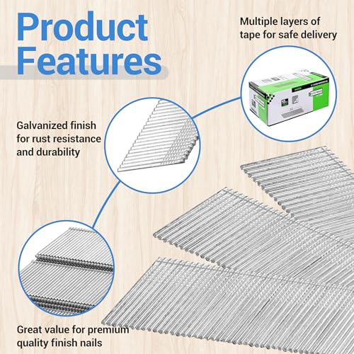 meite 15 Gauge 34 Degree Finish Nails Set 2-1/2 Inch & 1-1/4 Inch Galvanized Angled Finishing Nails Kit for Finish Nailer Gun - Cabinet Crown Baseboard Triming