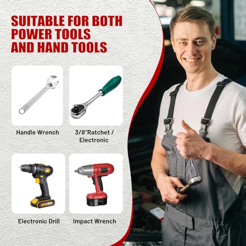 15 Pieces Screw Extractor Set, Easy Out Bolt Extractor Kit, 3/8" Inch Drive Hex Head Multi-Spline Bolt Remover Kit Tool for Removing Stripped, Broken Rusted Bolts Screws 15PCS