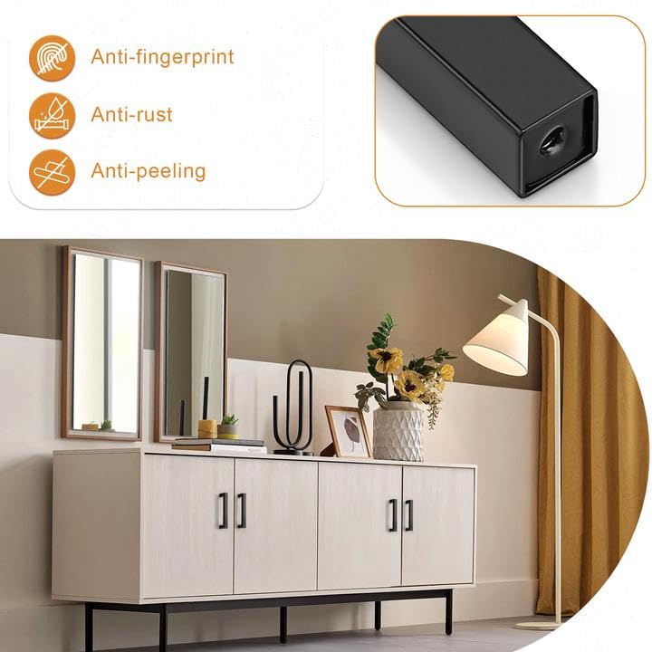 Probrico 12 Pack 3-1/2 Inch (90mm) Hole Center Cabinet Handles Stainless Steel Kitchen Drawer Pulls Square Bar Cabinet Hardware for Kitchen Bathroom Cupboard 3-1/2" hole center Black