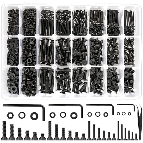 1700Pcs M2 M3 M4 M5 Hex Flat Head Screws + #2-56#4-40#6-32#8-32#10-24 Phillips Pan Head Machine Screw Assortment