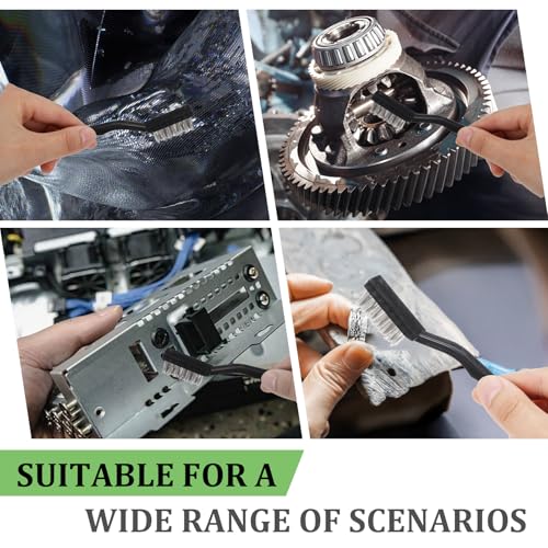 100 Pcs Mini Wire Brush Set Stainless Steel Wire Bristle Scratch Brush Small Metal Brushes for Cleaning Curved Handle Masonry Welding for Cleaning Welding Slag and Rust Tool, Black, 6.7 Inches 100
