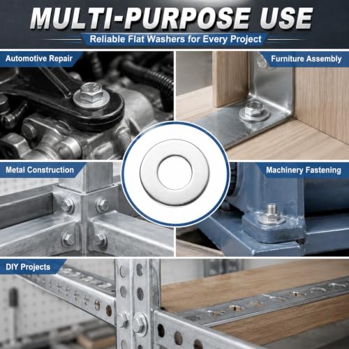 Acrux7 400PCS Steel Fender Flat Washers for 3/8 Washer Applications
