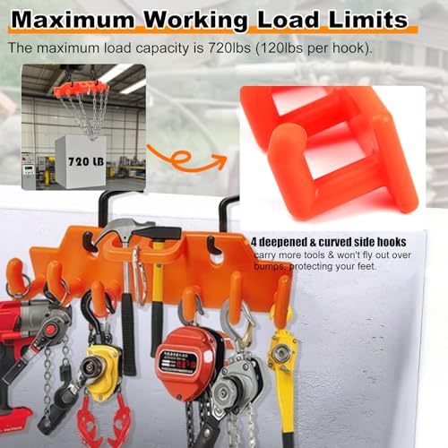 Lineman Tool Board Bucket Truck Tool Organizer for Bucket Hooks and Lineman Bucket Accessories Including 2PCS 2” and 2PCS 3” Aerial Bucket Hooks Orange electrician's tool board + black bucket hook