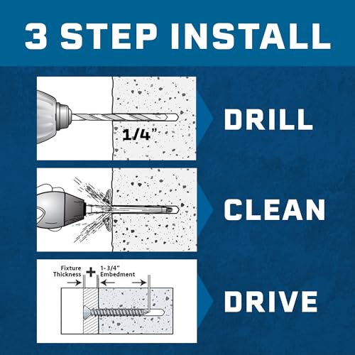 Tapcon 3/16 x 2-1/4" Star Head Blue Climaseal™ Concrete Screws, 225 PCS 3/16" x 2-1/4" 225.0