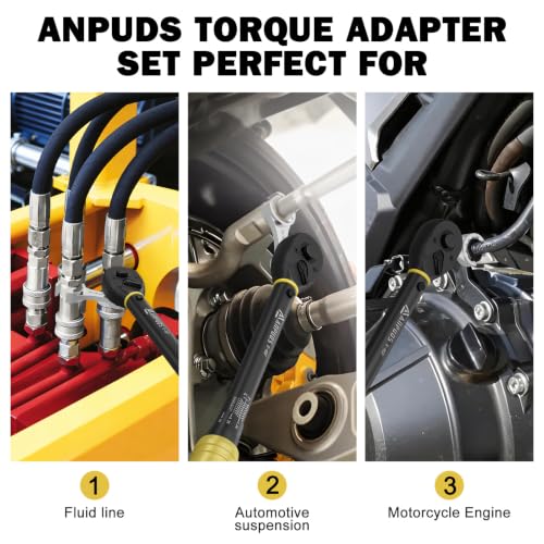 ANPUDS 12 Pcs SAE Torque Adapter Set, Side-Open 5/16" to 7/8", 3/8" Drive Sliver