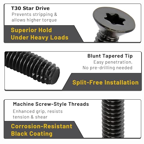 BCP Fasteners 1/4-20 x 2-1/2" Flat Head Trailer Deck Screws, 100 Pack