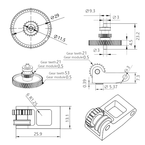 Upgrade Hardened Steel Extruder Gear Assembly for Bambu Lab P1P, P1S, X1C, X1E, Oblique Tooth Nano Coating Hardened Steel Extruder Dual Gears Kit for X1/P1 Series