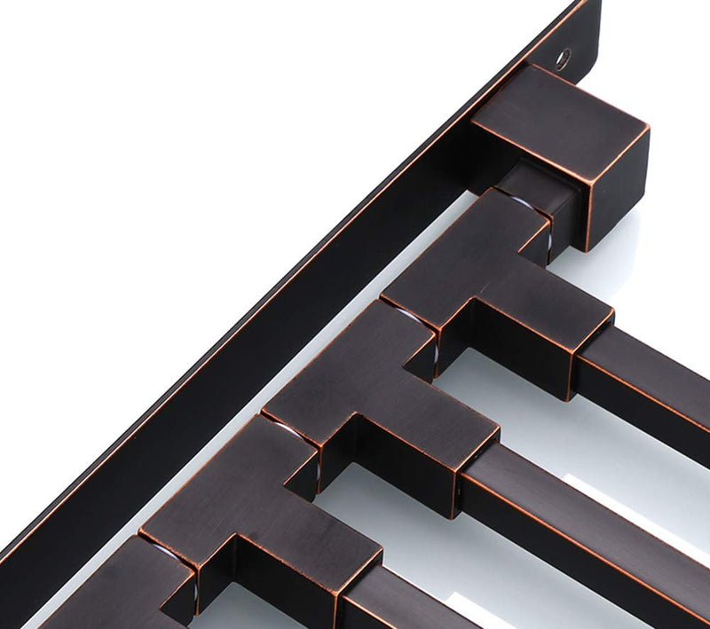 ELLO&ALLO Oil Rubbed Bronze Swing Out Towel Rack for Bathroom Holder Wall Mounted Towel Bars with Hook 3-Arm Square Bar