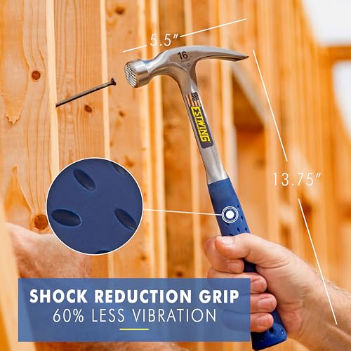 ESTWING Rip Hammer, 16oz Milled Face, Shock Reduction Grip, E3-16SM