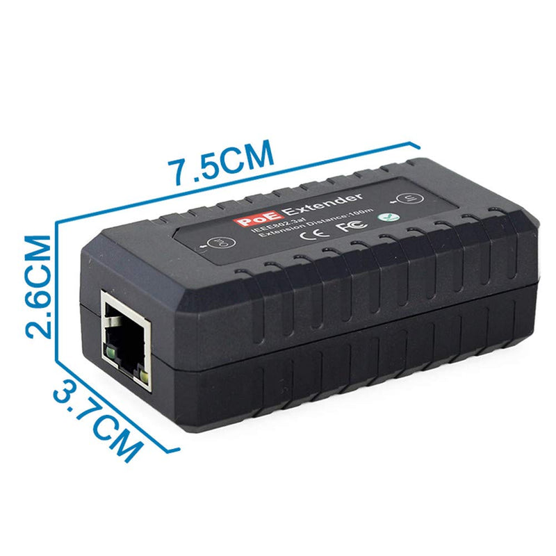PoE Extender Ethernet Repeater 1 Port 10/100, IEEE802.3af for Security Systems IP Camera Poe Splitter, IP Phone Network PoE Signal Extender by CENTROPOWER PoE-EX201E