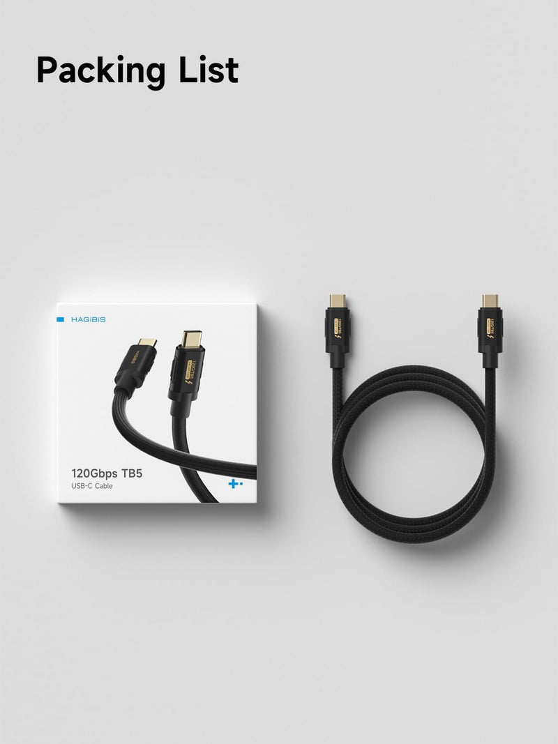Hagibis Thunderbolt 5 Cable (Intel Certified), 120Gbps Data Transfer, 240W Fast Charging, 16K@60Hz Display USB-C Cable, Compatible Thunderbolt 4/3, USB4/3, for iPhone 17/16/15, MacBook,(3.3ft) 3.3ft