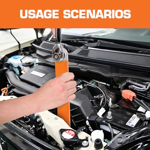 KOOPOOL 3/8" Offset Extension Wrench, Wrench Extender for Tight Place Orange