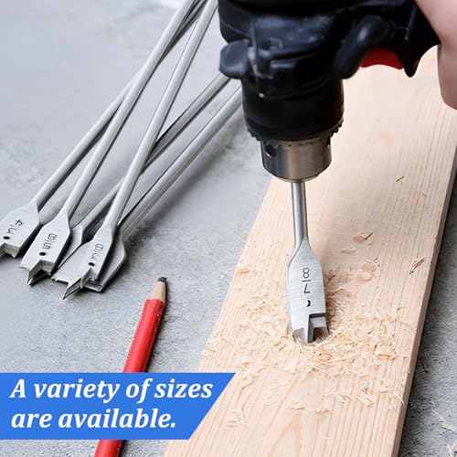Treela 12 Pcs 16" Extra Long Spade Drill Bit Set,Wood Paddle Flat Drill Bit 3/8, 1/2, 5/8, 3/4, 7/8, 1 Inch