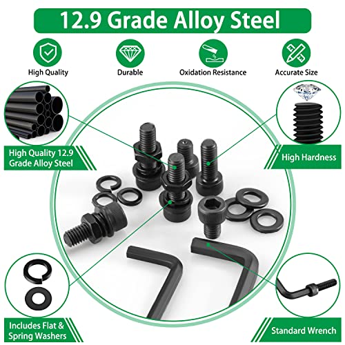 1500PCS Screw Assortment Kit, M2-M6 12.9 Alloy Steel Hex Socket Cap Bolts M2 M3 M4 M5 M6 1500pcs 3