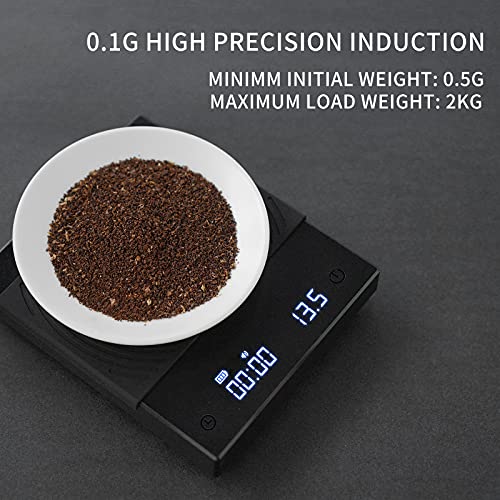 TIMEMORE Coffee Scale Basic 2.0 Electronic Espresso Scale with Timer,2000 Grams and Water Flow Rate and Timer Function,Flow Rate Display 2024 Upgraded Version Black