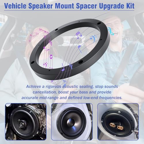 6.5 Solid Speaker Spacer with Foam Ring Adapter Self-Adhesive,Universal Door Speaker Mounts Bracket Easy Installation