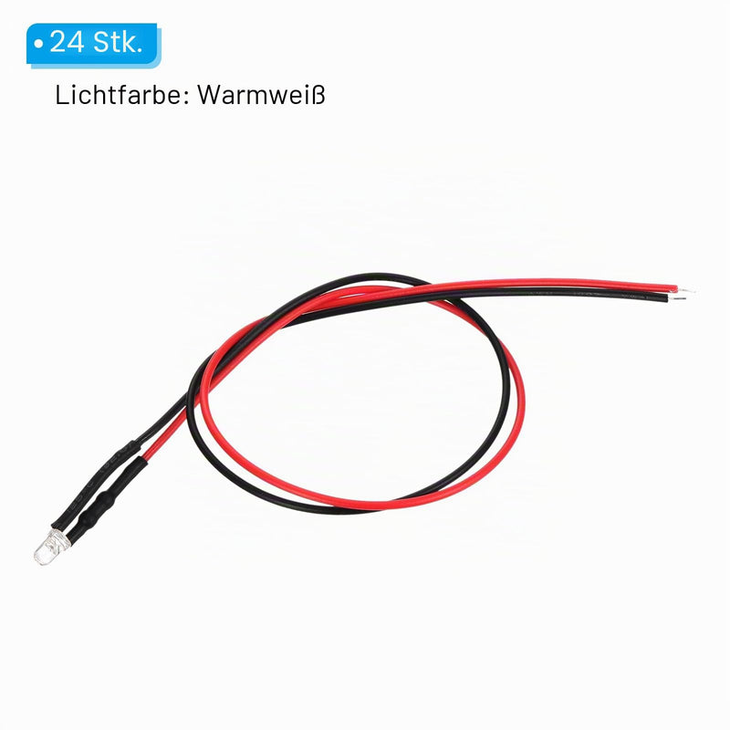 PATIKIL 3 mm LED Diode Light, Pack of 24, 3-6 V DC Pre-Wired Mini LED Lights, Light Emitting Lamp for RC DIY Display Lighting, Warm White Light | Mini LED Light Bulb for RC DIY Indicator Lights 3mm