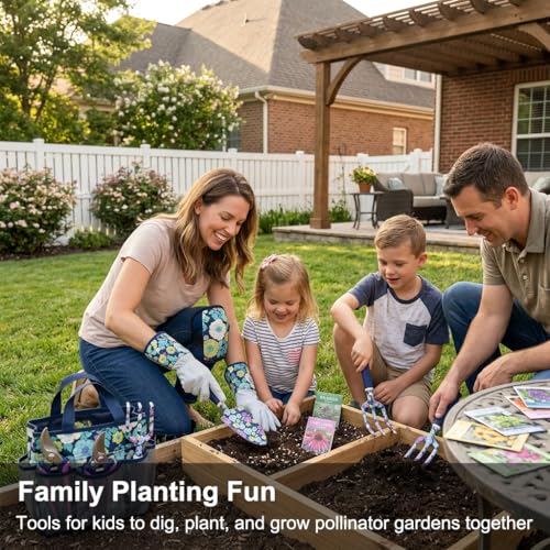 8-Piece Floral Garden Tool Set with Knee Pads & Gloves