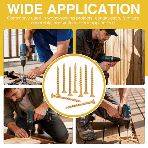 #8 x 1-1/2" Flat Head Wood Screws with Tan Epoxy-Coating, T20 Torx, 500pcs