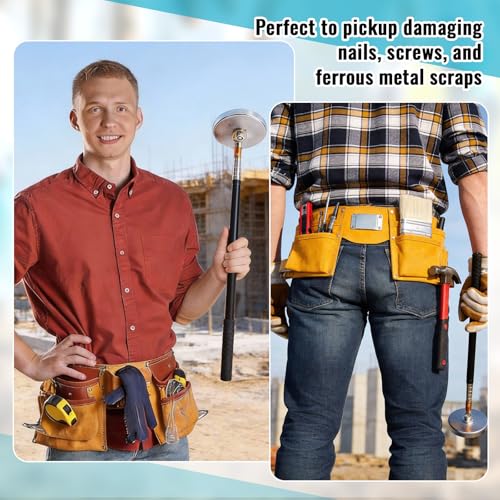 2 Pack 16"-60" Telescoping Magnetic Pickup Tool, 50 lb Pull Capacity, Extendable Magnetic Sweeper for Picking Up Nails, Screws and Metal Debris 2 16"-60"