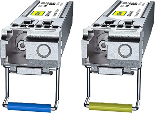 10Gtek One Pair 1Gb SFP Bidi Transceivers 2 km, 1000Base-BIDI Singlemode Simplex LC Module, 1550 nm/1310 nm, DDM, Compatible with Cisco 1000BASE-BX3-U/1000BASE-BX3-D, Ubiquiti UniFi UF-SM-1G-S, Open Switch 6) 1G-Bidi: 2km