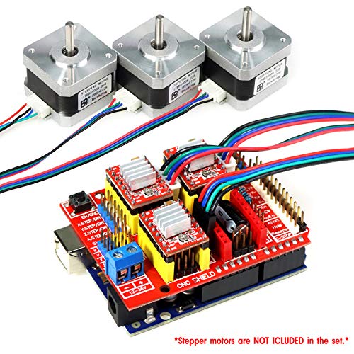 Professional 3D Printer CNC Kit with E-Tutorial - CNC Shield Expansion Board V3.0 R3 Board A4988 Stepper Motor Driver DC Power Cable Mechanical Switch Endstop with Jumper caps