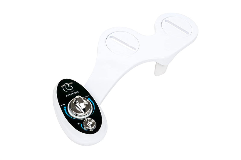 BossBidet, Luxury Bidet Toilet Seat Accessory - Water Sprayer Attachment to Clean Your Rear End. For Men, Women, Children - Non-Electric, Dual Nozzles, Aesthetic Design - Home & Bathroom Accessories White & Black
