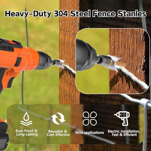 100 PCS Fence Staples–304 Stainless Steel Fence Nails for Softwood Reusable Fasteners Wire Fencing Screws for Mesh/Woven Wire, Quick Power Drill Installation – Ideal for Farms, Gardens & Outdoor Use 100