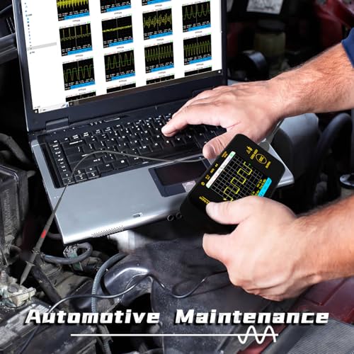 BSIDE Handheld Digital Oscilloscope, 50MHz Bandwidth with 3.2” Color LCD, 200MSa/s Sampling Rate, Potable Automotive Scope Tester with Auto/Nomal/Single Trigger for Electronic Audio Amplifier Hobbyist