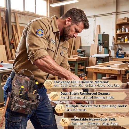 MELOTOUGH Tool Pouch with Belt Hammer Holder Small Nails Screws Pouch Tool Pouch with Hammer Loop