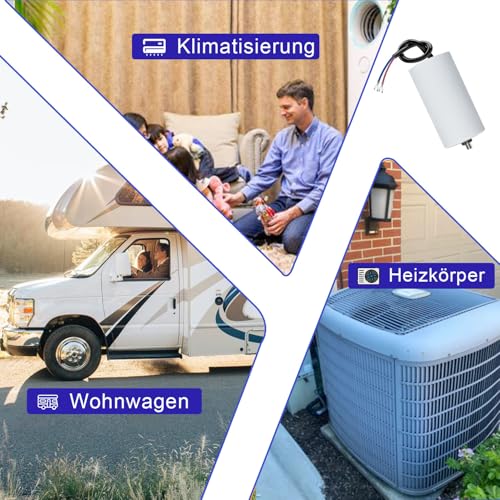CBB60 450V 4µF 50/60HZ Capacitor, Starting Capacitor, Motor Capacitor, Motor Operating Capacitor, with Cables, M8, 34 x 65 mm, 4UF, for Motors, Swimming Pool Pumps, Wood Splitter