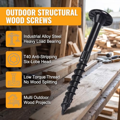 Outdoor Accents Structural Wood Screw Black,Heavy-Duty Outdoor Timber Screw