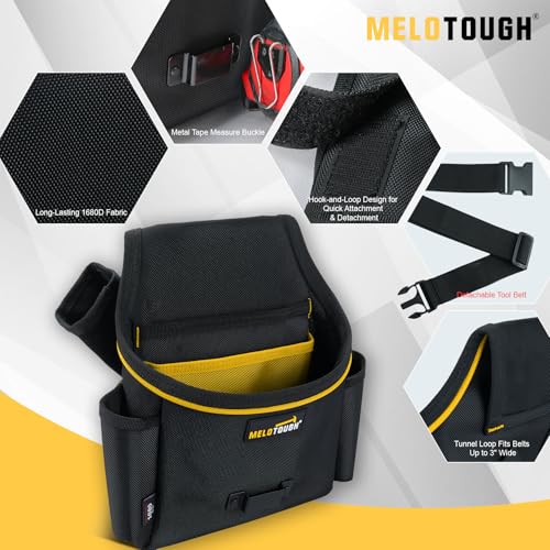 MELOTOUGH Reflective Safety Tool Belt Suspenders Construction Bag Suspenders, Tool Belt Pouches with Detachable Hammer Holster for Electrician, Carpenter, Construction