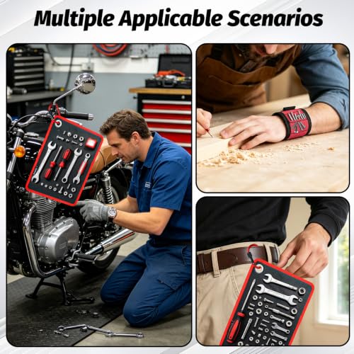 Magnet Repair Tool Kit,Magnetic Tool Mat,Wristband,Magnetic picker&Mirror Red_4PK_Mag_Set